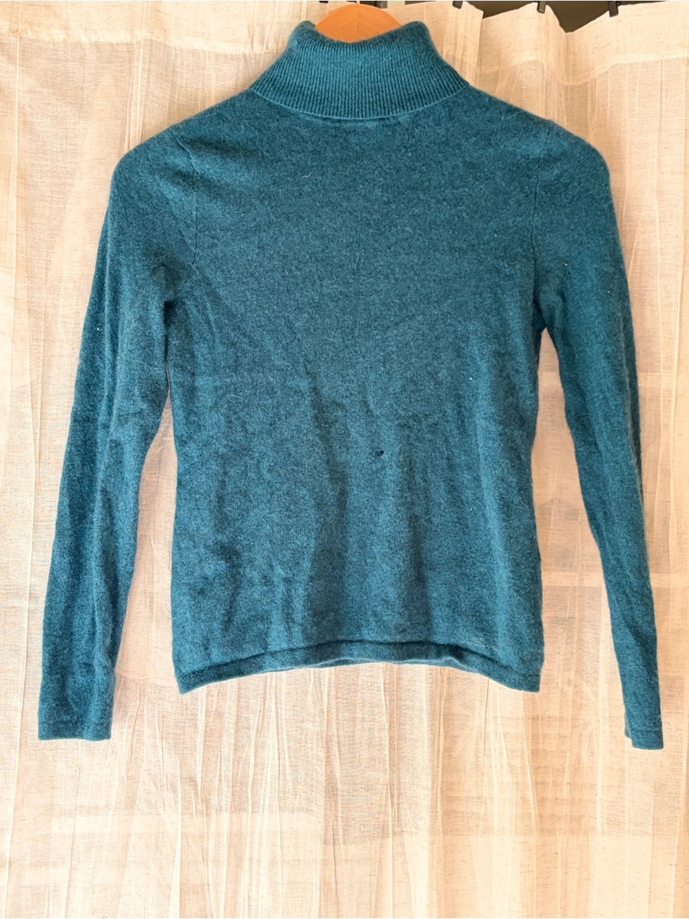 Women’s Teal Turtleneck Sweater - Classic Slim Fit X-SM